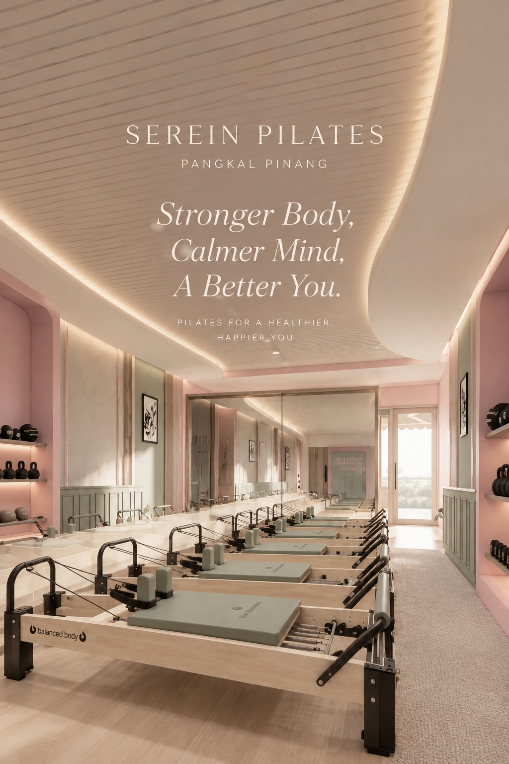 Interior dan reformer Serein Pilates